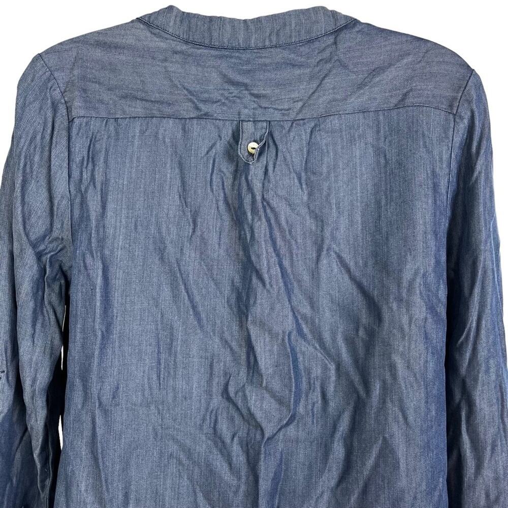 HONEY PUNCH Denim Chambray Long Sleeve Shirt Style Tunic V-Neck Dress sz Small S - Picture 12 of 16